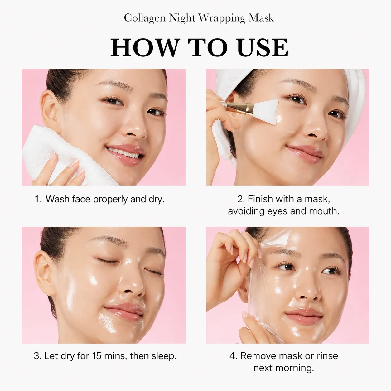 Step-by-step guide showing how to apply Glow Mask